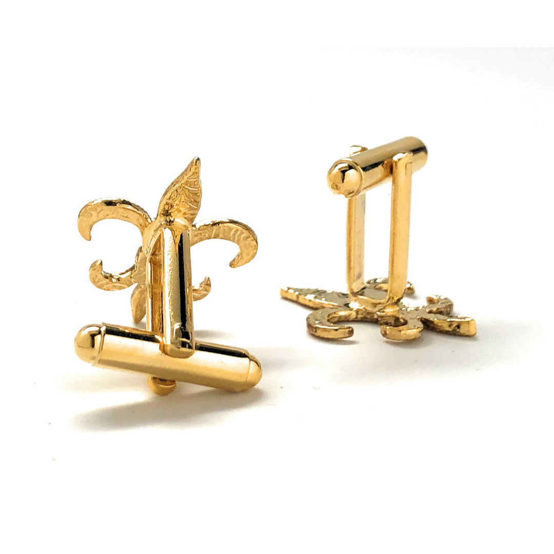 Fleur De Lis Cufflinks Jewelry Bright Brass Cuffs Links Image 3