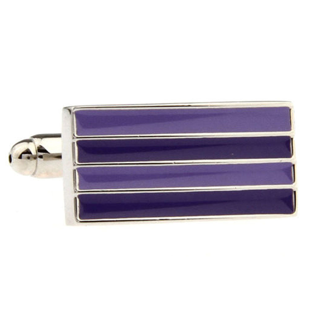 Variegated Purple Horizontal Repp Stripes Cufflinks Lavender Stripes Rectangle Cuff Links Mens Executive Cufflinks Image 1