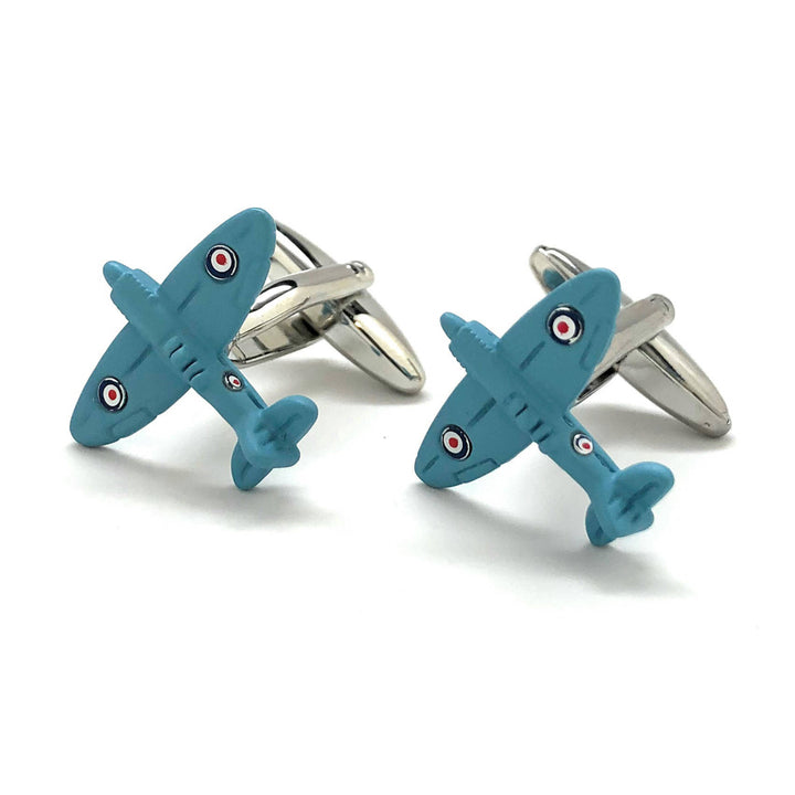 Baby Blue Spitfire Cufflinks British Airplane Supermarine RAF Special Edition CuffLinks WWII Aviation Pilot Cool Fun Image 4