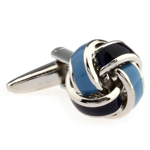 Silver Light Blue Dark Blue Knots Cufflinks Cuff Links Image 1