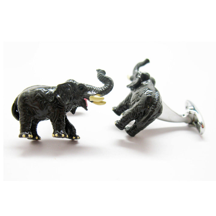 Enamel Three Dimensional Safari Elephant Cufflinks Grey African Safari Animals Cuff Links White Elephant Gifts Image 3