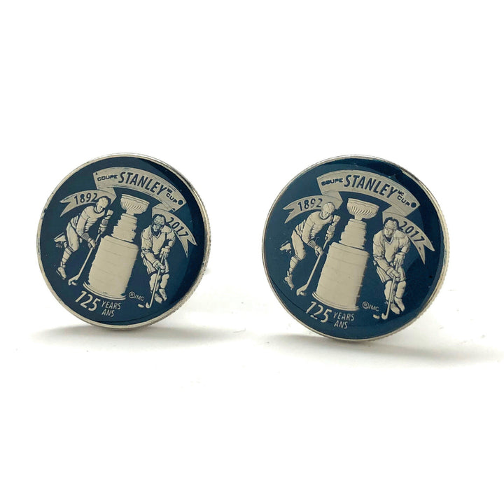 Enamel Cufflinks Stanley Cup Blue Edition NHL Ice Hockey Cuff Links Stanley Cup Trophy Authentic Canadian Quarter Enamel Image 4