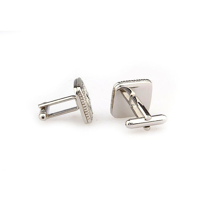 Square Persian Cufflinks Empire Accents Block Silver Tone Cuff Links Image 3