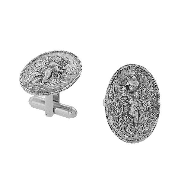 Cupid Angel Cuff Links Silver Tone Guardian Angel Watch Over Loved Ones Cuff Links Custom Cufflinks Image 1