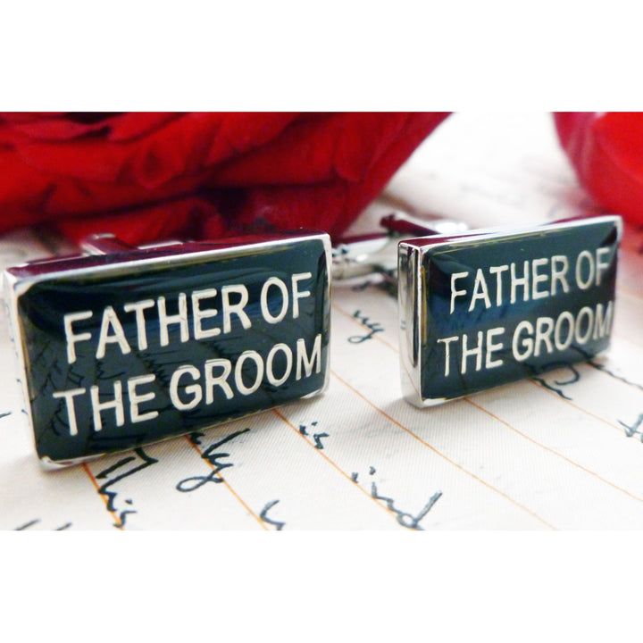 Father of the Groom Cufflinks Wedding Jewelry for Men Gift for Groom Cuff Links Great Marriage Love Initials for Groom Image 2