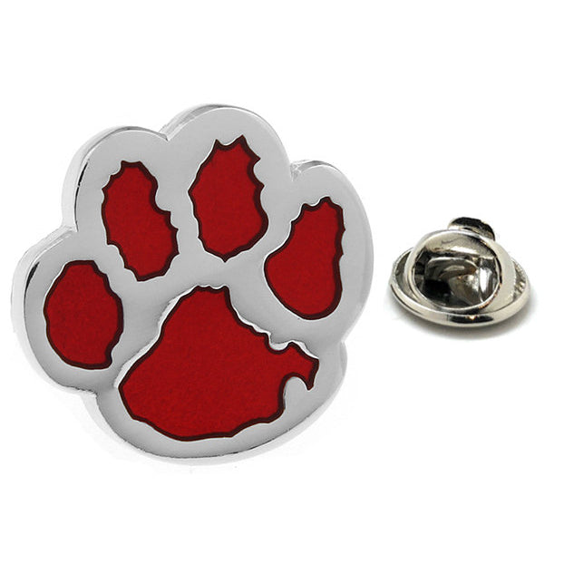 Enamel Red Dog Paw Lapel Pin Silver Red Enamel Tie Tack Collector Pin Animal Lover Animal Paw Dog Cat Comes with Gift Image 1