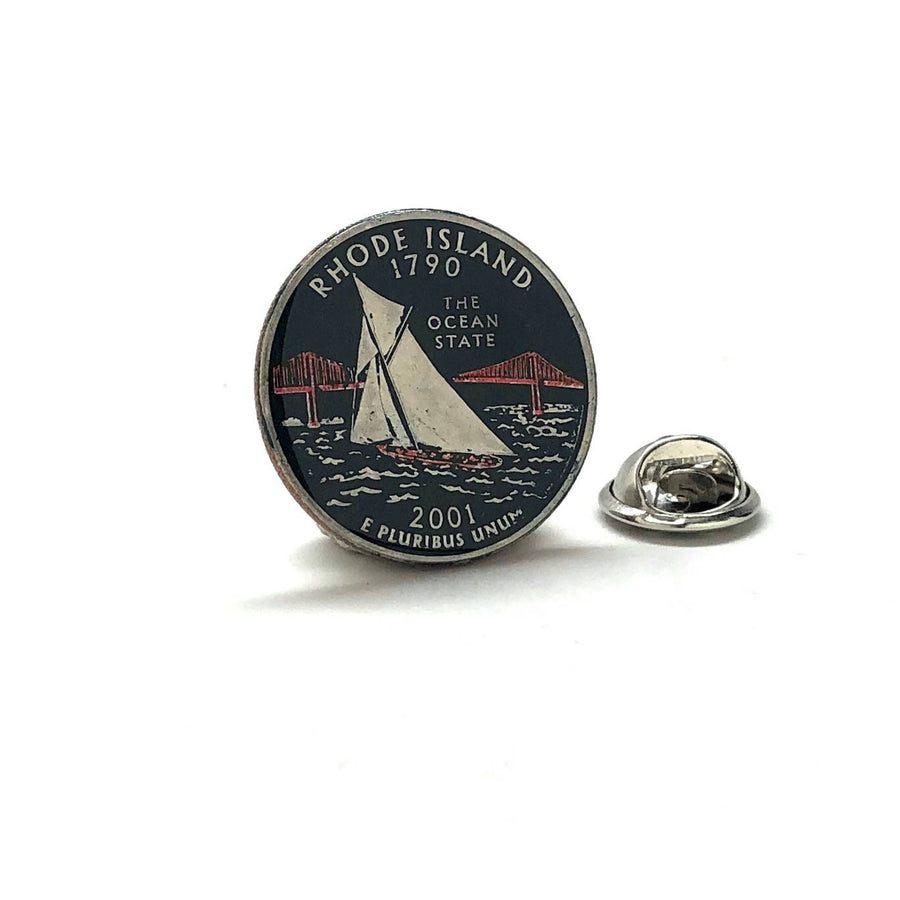 Enamel Pin Hand Painted Rode Island State Quarter Enamel Coin Lapel Pin Tie Tack Travel Souvenir Coins Keepsakes Cool Image 1