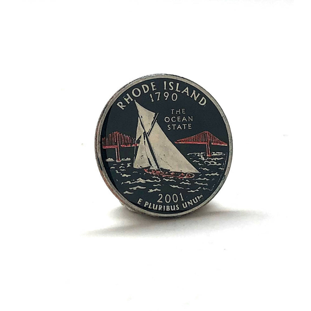 Enamel Pin Hand Painted Rode Island State Quarter Enamel Coin Lapel Pin Tie Tack Travel Souvenir Coins Keepsakes Cool Image 2