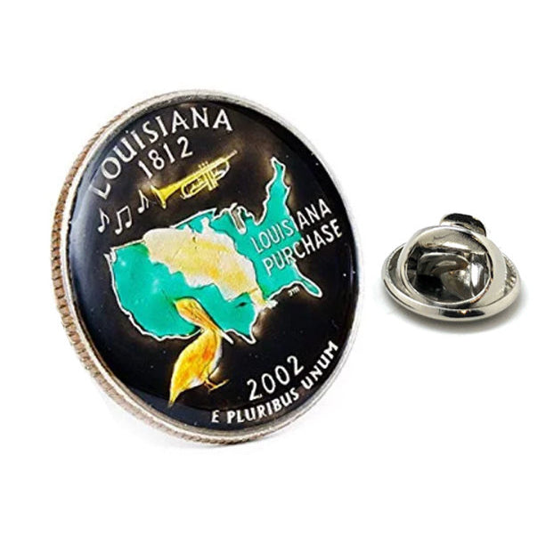 Enamel Pin Louisiana Quarter Tie Tack Lapel Pin Suit Flag State Enamel Coin Jewelry Travel Souvenir Coins Keepsakes Cool Image 1