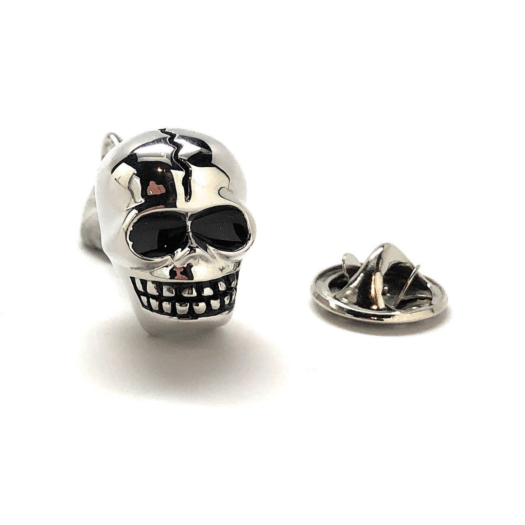 Enamel Pin Skull and Cross Bones Lapel Pin Silver Treasure Island Tie Tack Halloween Skull Nightmares Silver Tie Pins 10 Image 4