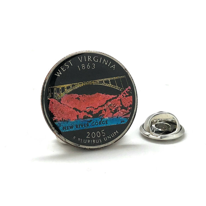 Enamel Pin Hand Painted West Virginia State Quarter Enamel Coin Lapel Pin Tie Tack Travel Souvenir Coins Collector Cool Image 1