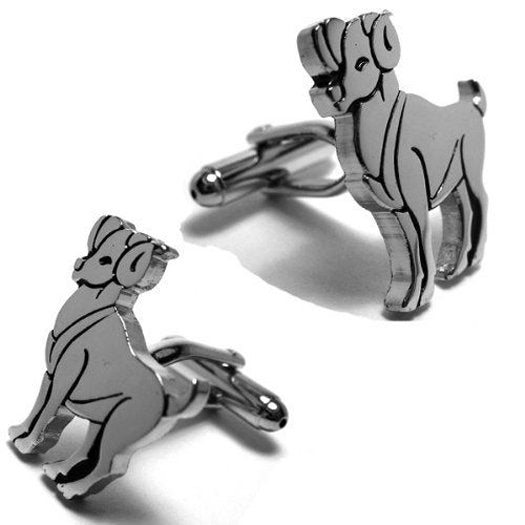 Zodiac Cufflinks Silver and Black Enamel Aries Zodiac Astrology Sign Cufflinks Cuff Links Image 1