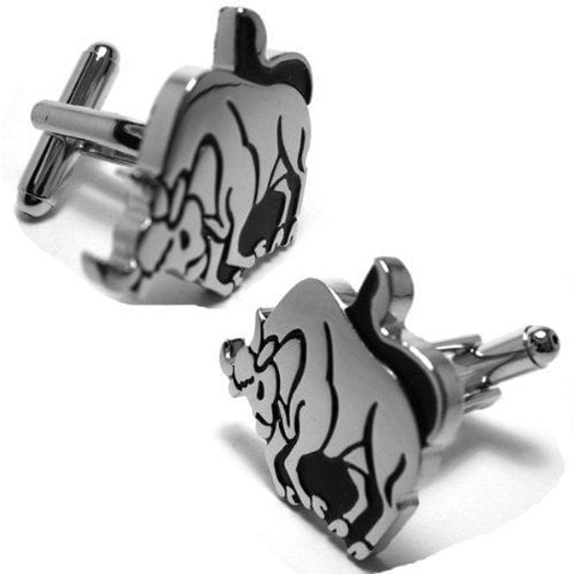 Zodiac Cufflinks Silver and Black Enamel Taurus Zodiac Astrology Sign Cufflinks Cuff Links Image 1