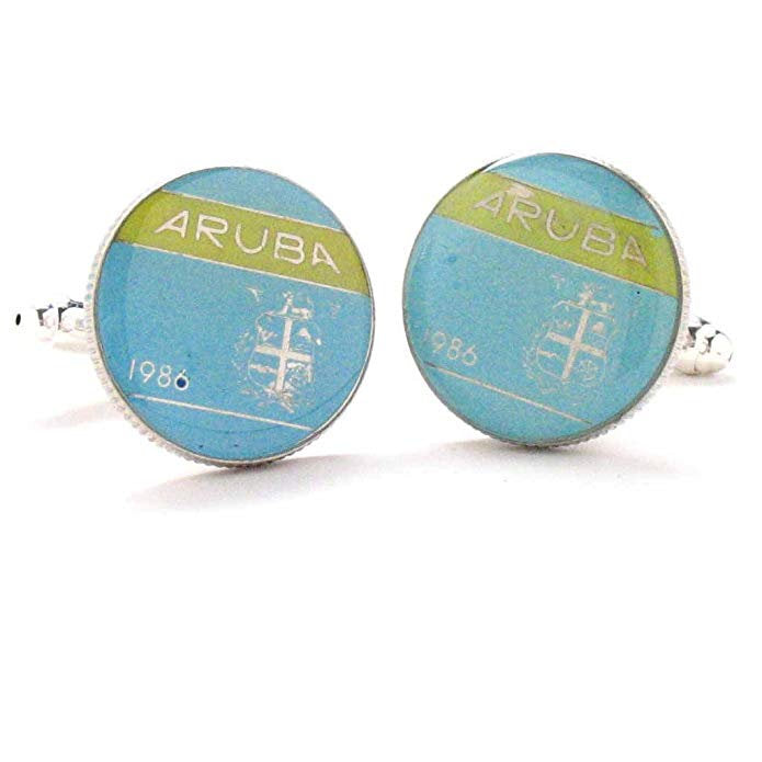 Birth Year Enamel Cufflinks Aruba Enamel Coin Jewelry Cuff Links Caribbean Island Vacation manchetknopen juwelen Comes Image 1