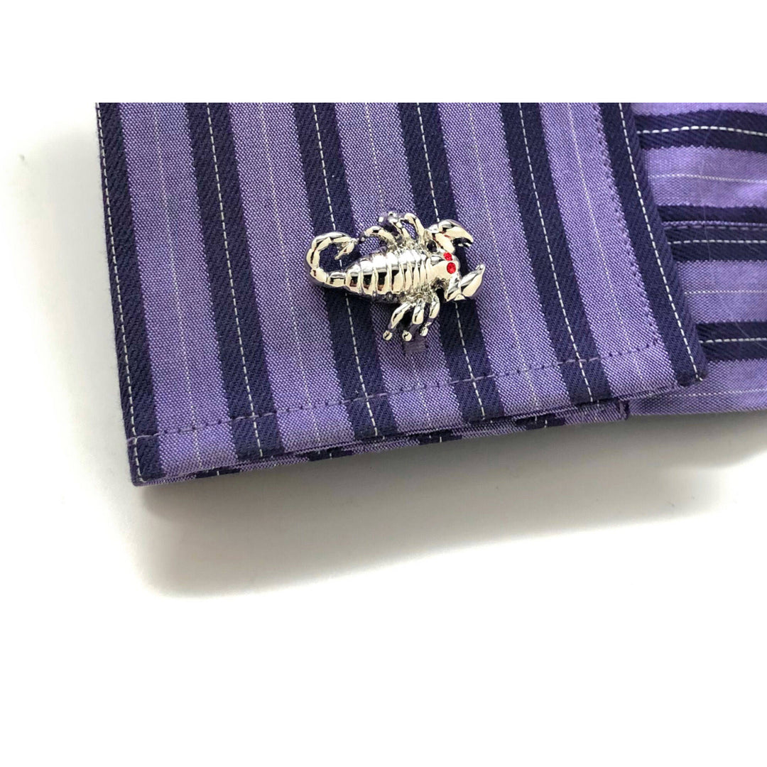 Scorpion Red Eyes Cufflinks Fun Cool 3D body Great detail Cuff links Fun Silver Tone Unique Comes with Gift Box Image 4