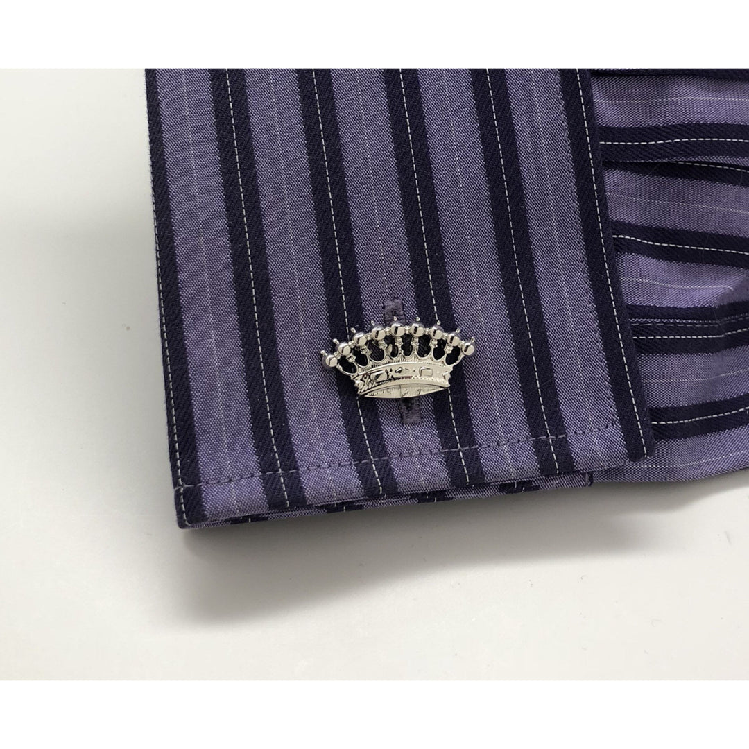 Crown Cufflinks Silver Tone Royal Family Royalty King Queen Cool Fun Cuff Links Comes with Gift Box Image 4