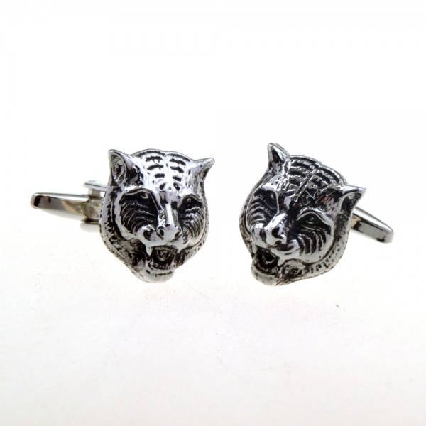 Silver Tone Black Enamel Panther Cufflinks Cat 3D Design Details Cuff Links Animal Comes with Gift Box Custom Cufflinks Image 4