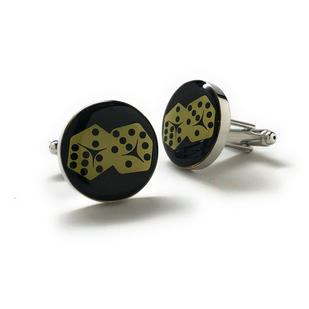 Roll the Dice Cufflinks Las Vegas Black Dice High Roller Las Vegas Fun Gambling Cool Cuff Links Comes with Gift Box Dice Image 2