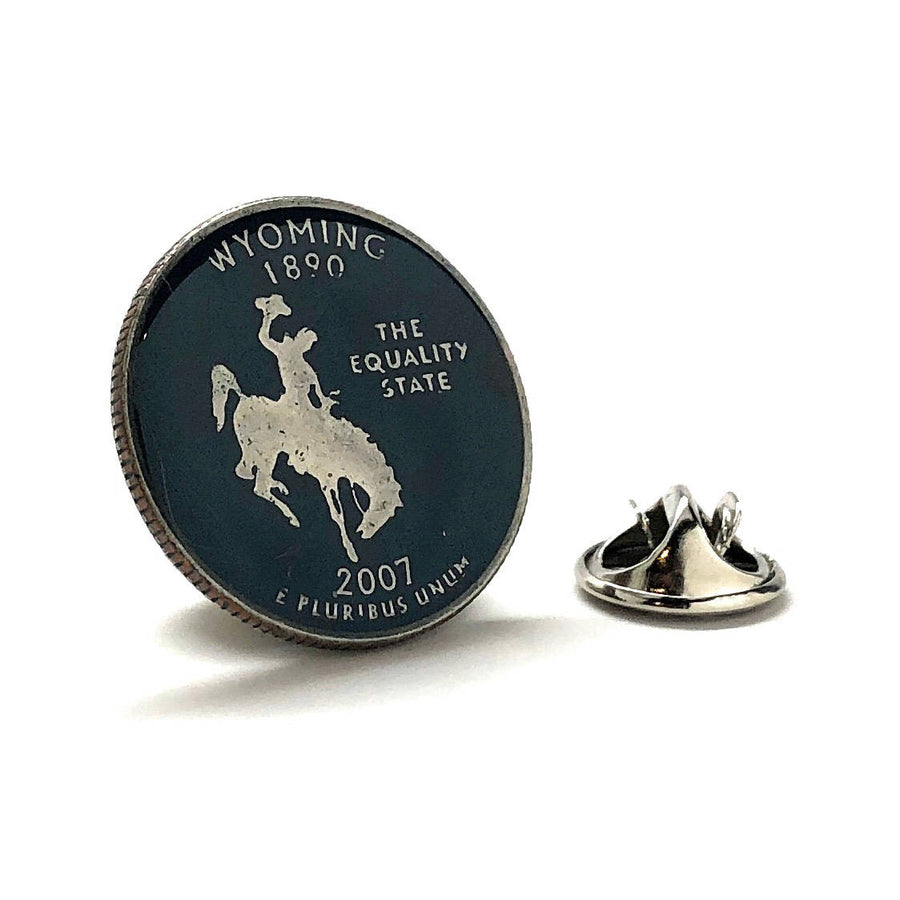 Enamel Pin Hand Painted Wyoming State Quarter Enamel Coin Lapel Pin Tie Tack Travel Souvenir Coins Keepsakes Cool Fun Image 1