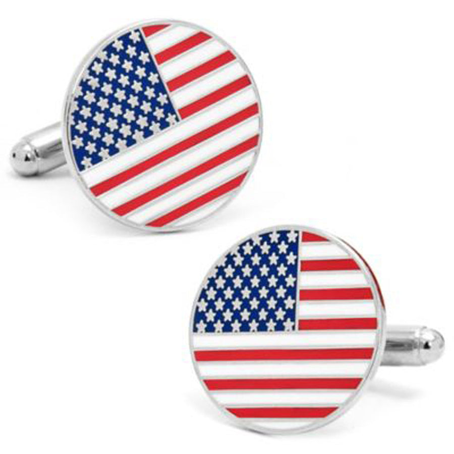 American Flag Cufflinks Round Proud to be an American US Flag Cuff Links Pride 4th of July Independence Image 1
