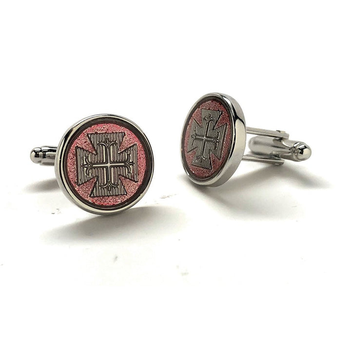 Byzantine Cross Silver wiyh Red Crusaders Cufflinks Silver Cross Cuff Links Byzantine Empire Image 2