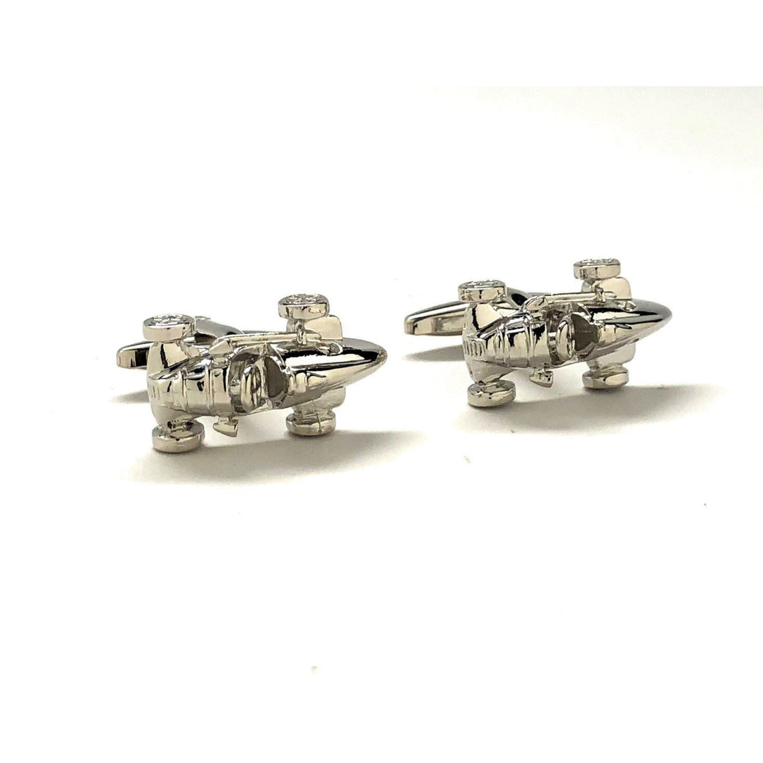 Box Car Racer Cufflinks Old School Race Car Cufflinks Silver Tone 3D Detailed Indy Car Fun Cool Unique Design Cuff Links Image 4