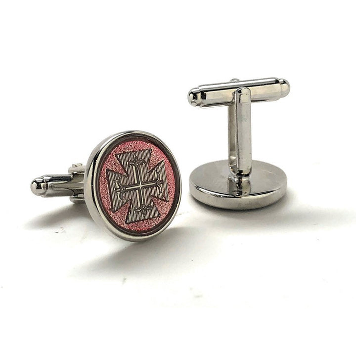 Byzantine Cross Silver wiyh Red Crusaders Cufflinks Silver Cross Cuff Links Byzantine Empire Image 3