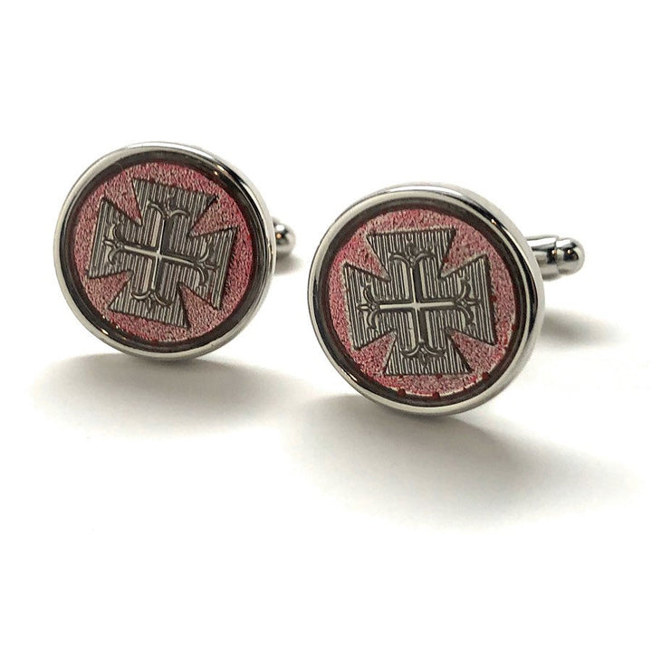 Byzantine Cross Silver wiyh Red Crusaders Cufflinks Silver Cross Cuff Links Byzantine Empire Image 4