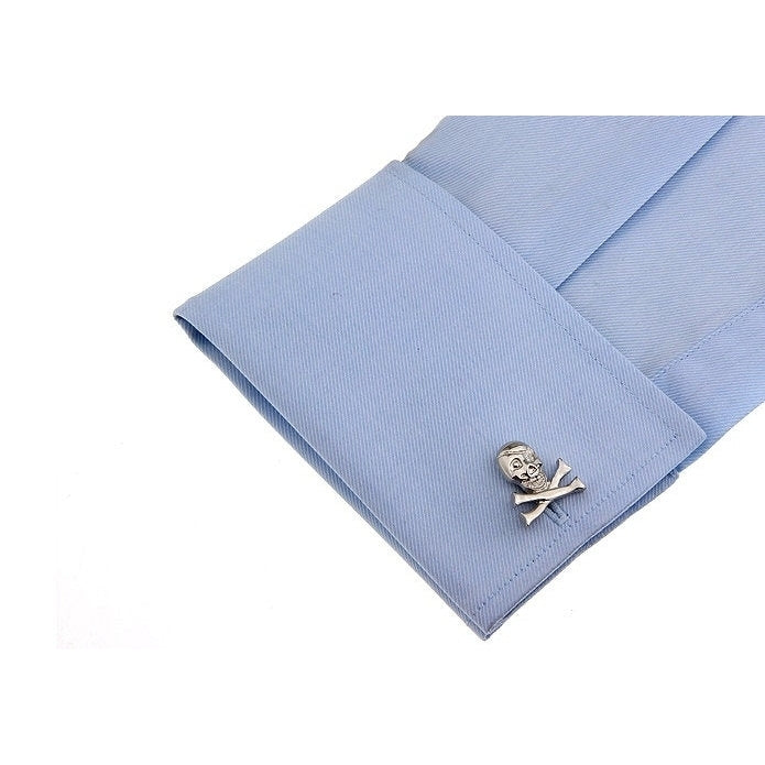 Skull Cufflinks Silver Cufflinks Quartermaster Skull Head Cufflinks Silver Tone Cuff Links Image 3