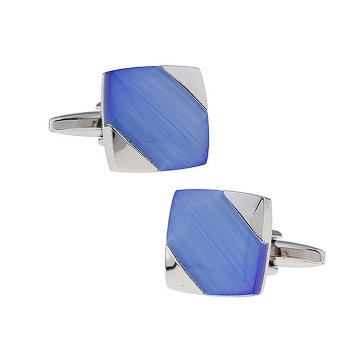 Blue Dakota Silk Stone Cufflinks Elite Classic Style Square Tone Cool Fun Business Wear Cuff Links Classic Look Image 1