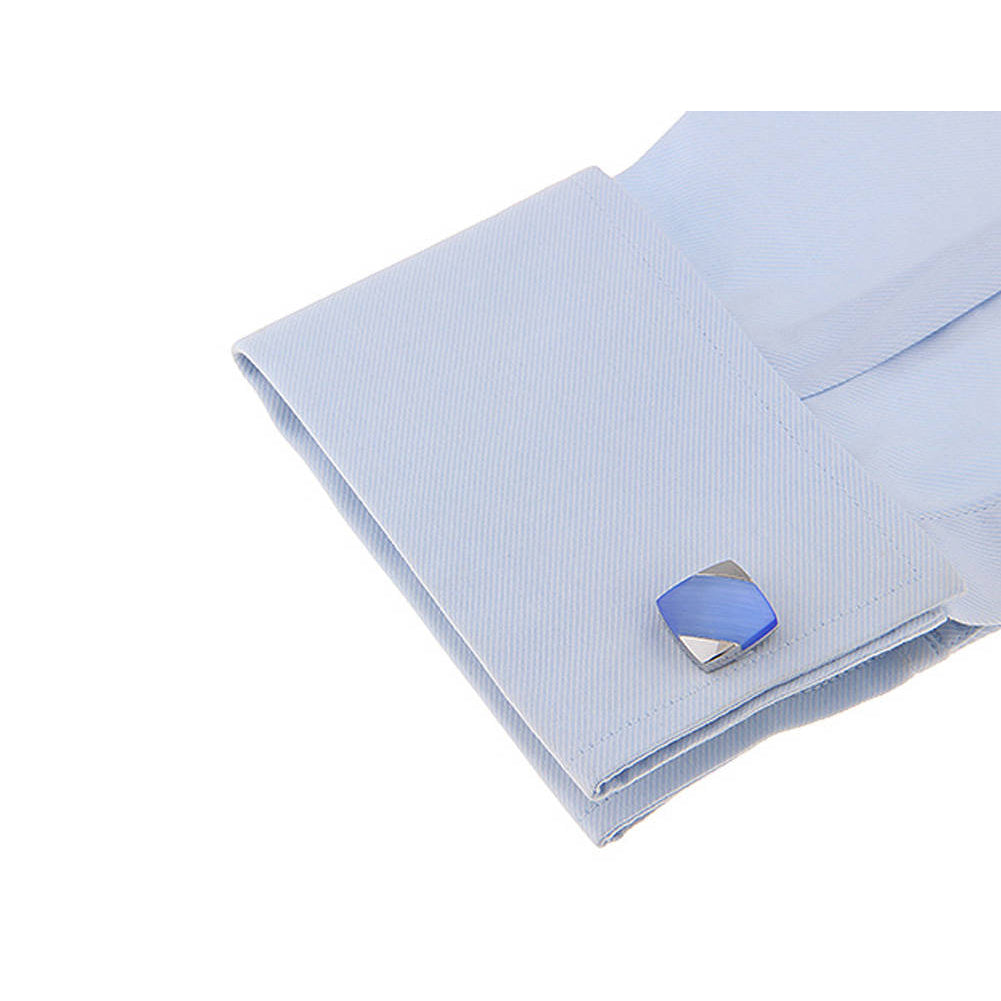 Blue Dakota Silk Stone Cufflinks Elite Classic Style Square Tone Cool Fun Business Wear Cuff Links Classic Look Image 3