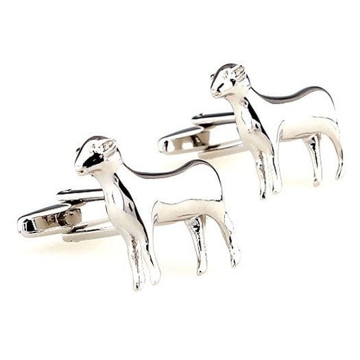 Silver Shiny Sheep Animal Cufflinks Baa Baa Babe Sheep Herding Cuff Links Image 2