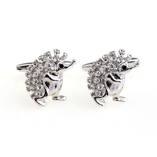 Silver Zealand Hedgehog Crystal Cufflinks Cuff Links Animal Comes with Gift Box White Elephant Gifts Custom Cufflinks Image 2