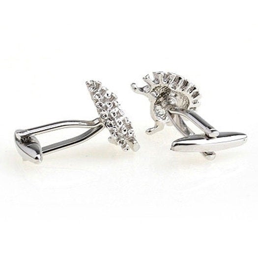 Silver Zealand Hedgehog Crystal Cufflinks Cuff Links Animal Comes with Gift Box White Elephant Gifts Custom Cufflinks Image 3