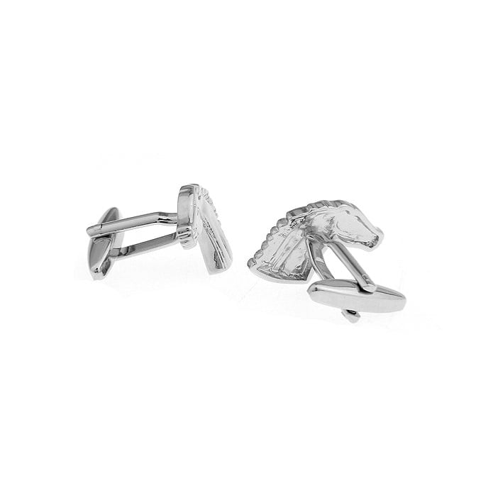 Wild Silver Horse Head Cufflinks Run for Broke Bronco Stallion Cuff Links Animal Comes with Gift Box Custom Cufflinks Image 2