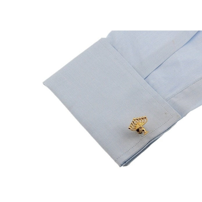 Gold Tone Hanukkah Cufflinks Menorah Chanukiah Religion Cuff Links Comes with Gift Box Image 3