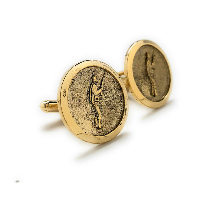 Gold Tone Hunter Cufflinks Outdoor Sportsman Gun Bird Hunting Cuff Links Comes with Gift Box Image 1