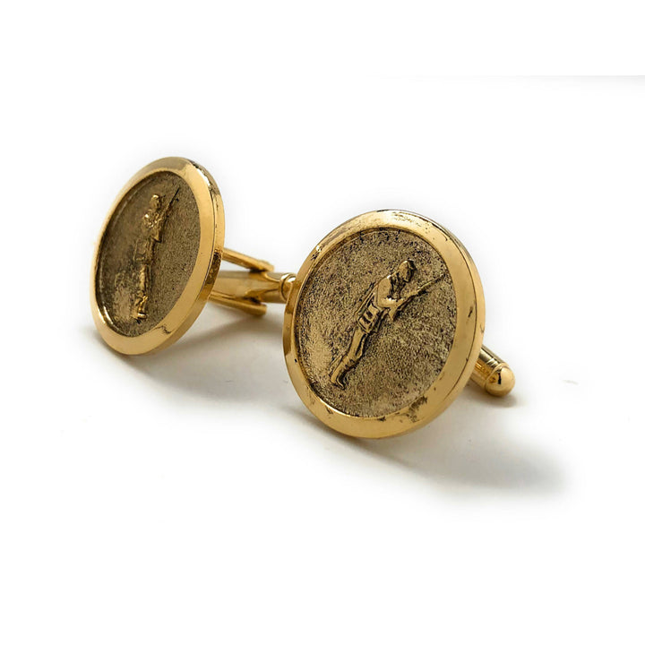 Gold Tone Hunter Cufflinks Outdoor Sportsman Gun Bird Hunting Cuff Links Comes with Gift Box Image 4