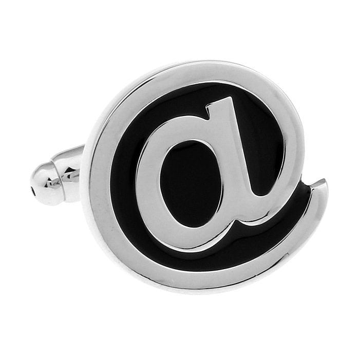 Social Media Silver Black At Symbol Ampersat Cufflinks Cuff Links White Elephant Gifts Image 1