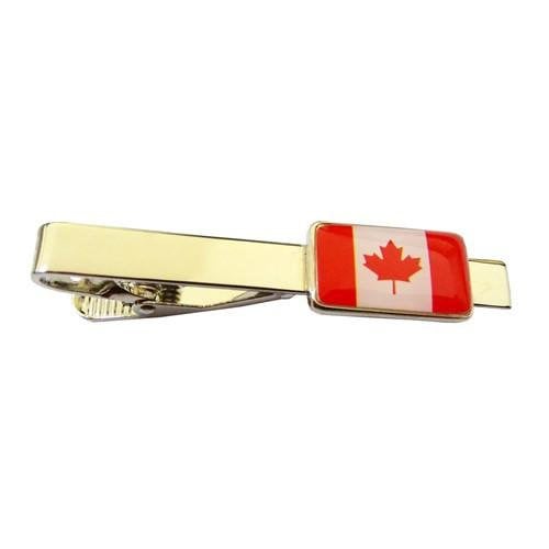 Canadian Maple Leaf Flag Tie Clip Tie Bar Silver Tone Very Cool Comes with Gift Box Image 1