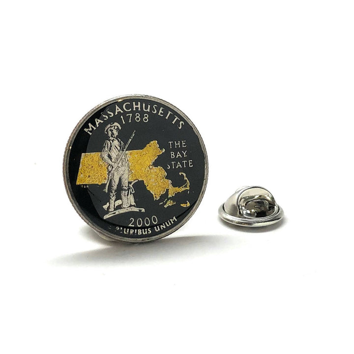 Enamel Pin Hand Painted Massachusetts State Quarter Enamel Coin Lapel Pin Tie Tack Collector Pin Travel Souvenir Coins Image 1