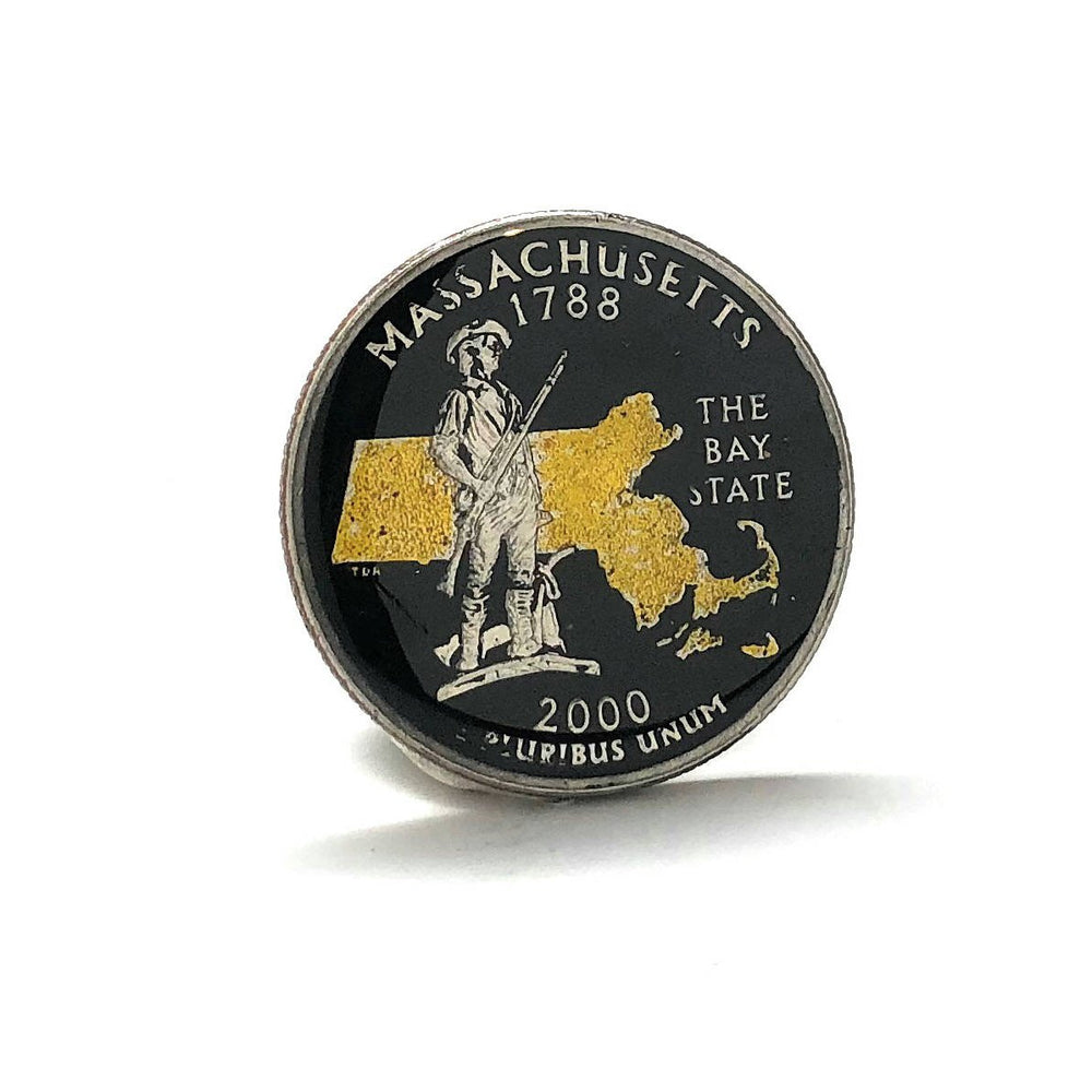 Enamel Pin Hand Painted Massachusetts State Quarter Enamel Coin Lapel Pin Tie Tack Collector Pin Travel Souvenir Coins Image 2