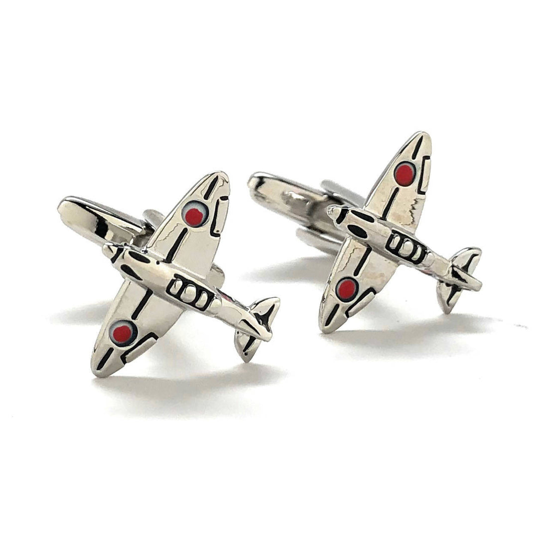 Silver Tone Japaneses Zero Cufflinks Japan Airplane Special Edition Mitsubishi A6M Zero Cuff Links WWII Aviation Pilot Image 1