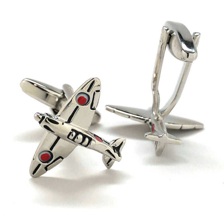 Silver Tone Japaneses Zero Cufflinks Japan Airplane Special Edition Mitsubishi A6M Zero Cuff Links WWII Aviation Pilot Image 3