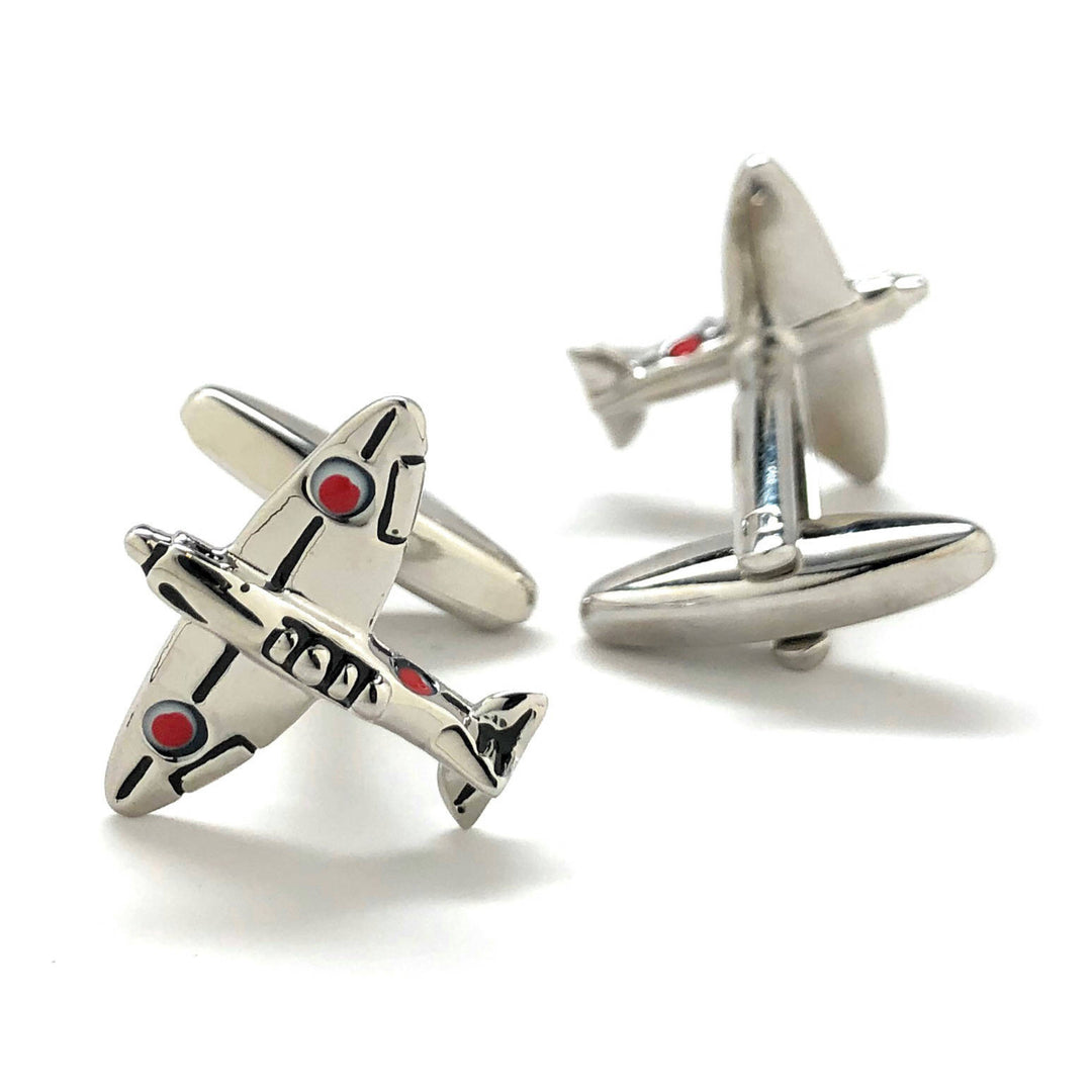 Silver Tone Japaneses Zero Cufflinks Japan Airplane Special Edition Mitsubishi A6M Zero Cuff Links WWII Aviation Pilot Image 4