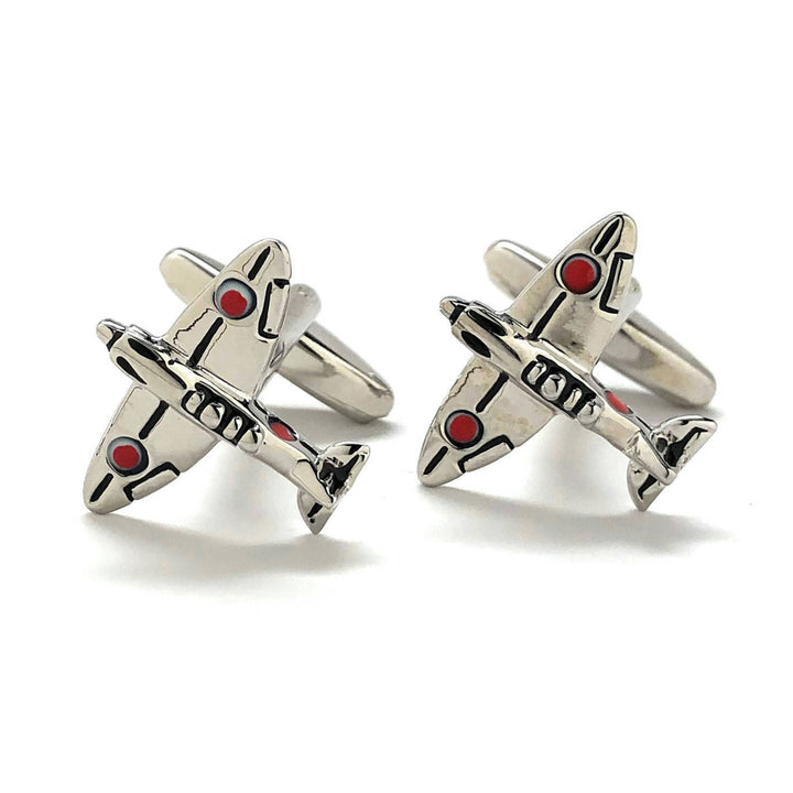 Silver Tone Japaneses Zero Cufflinks Japan Airplane Special Edition Mitsubishi A6M Zero Cuff Links WWII Aviation Pilot Image 4