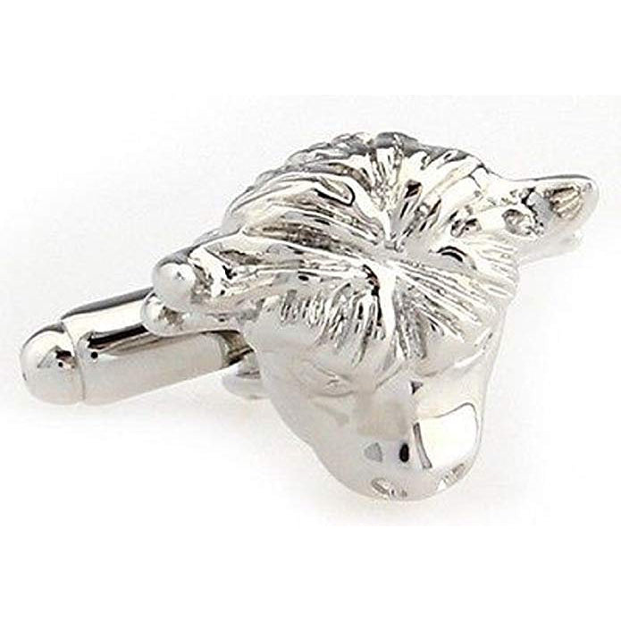 Silver Bull Head Cufflinks Matador Spain Bull Fighting Silver Tone 3-D Cuff Links Image 1