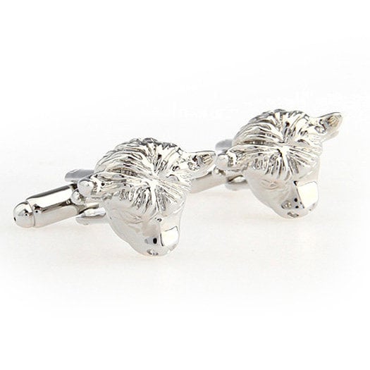 Silver Bull Head Cufflinks Matador Spain Bull Fighting Silver Tone 3-D Cuff Links Image 2