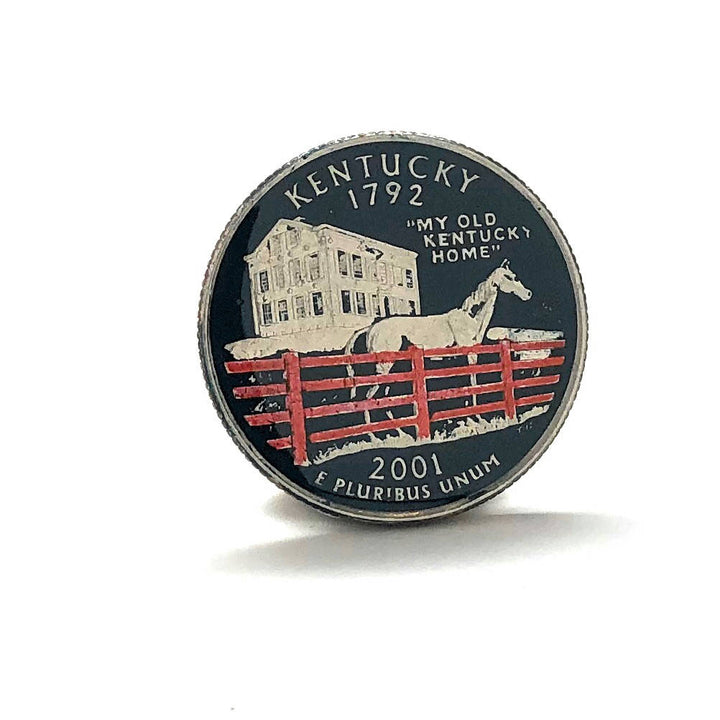 Enamel Pin Hand Painted Kentucky State Quarter Enamel Coin Lapel Pin Tie Tack Collector Pin Travel Souvenir Coin Image 2