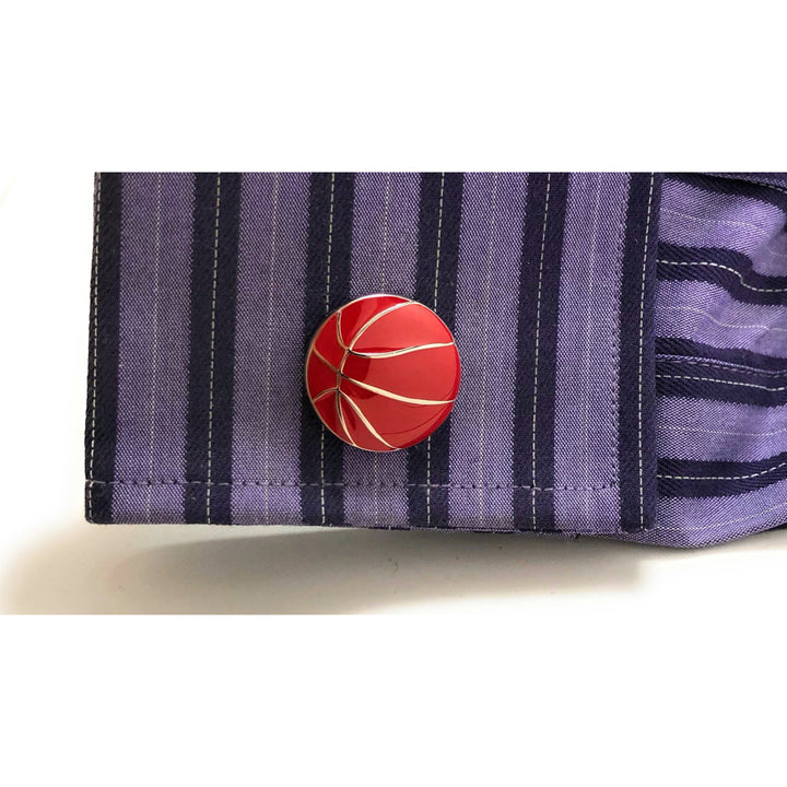 Burgundy with Silver Cufflinks Basketball Court 3 Points Cuff Links Comes with Gift Box Image 4